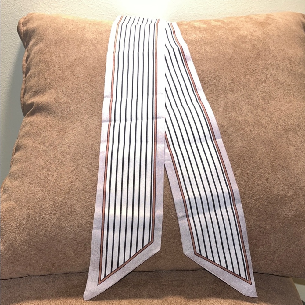 Twilly Striped White and Black Scarf. New in package.bag is listed separately in